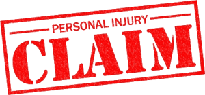 A red sign that says personal injury claim
