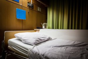 A bed inside a care home