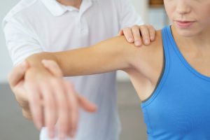 Rotator Cuff Tear being seen to by a physical therapist. 