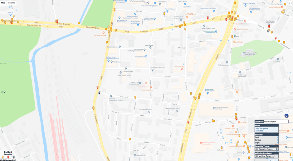 Northampton car accident statistics