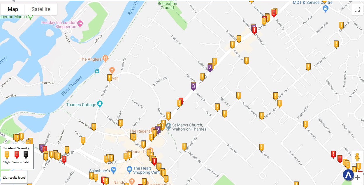 Walton-on-Thames Car Accident Statistics