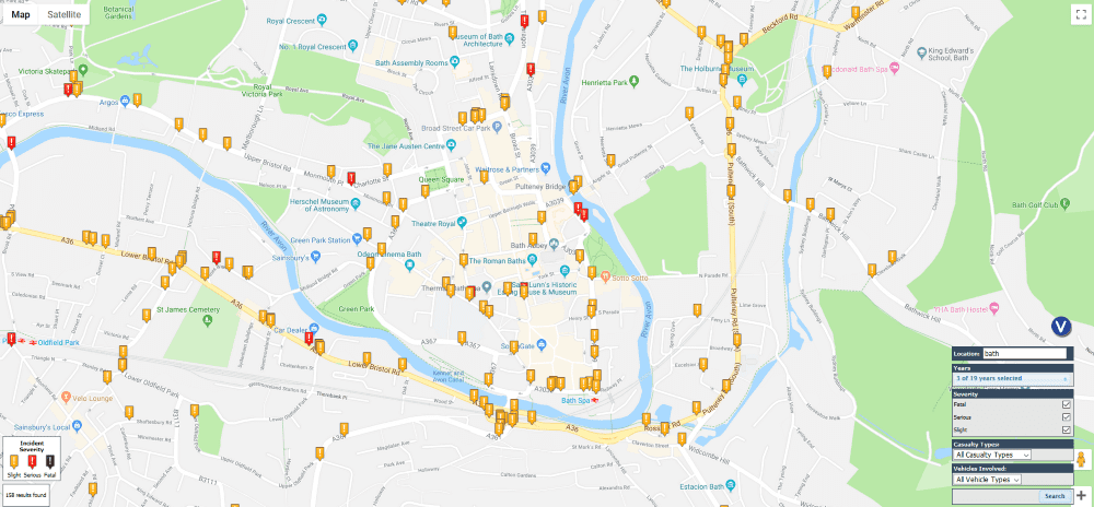 Bath road accident map