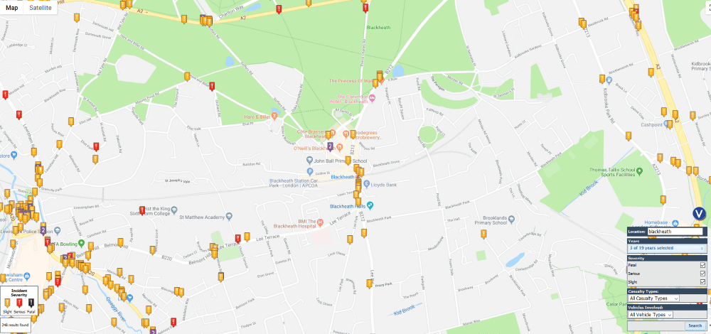 Blackheath road accident map