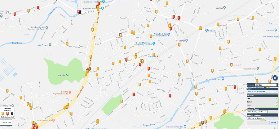 Rochdale road accident map