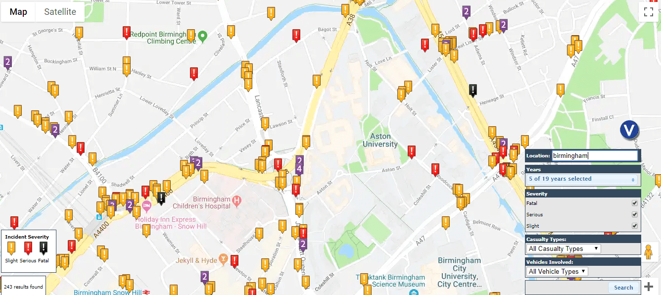 Birmingham road accident hotspots