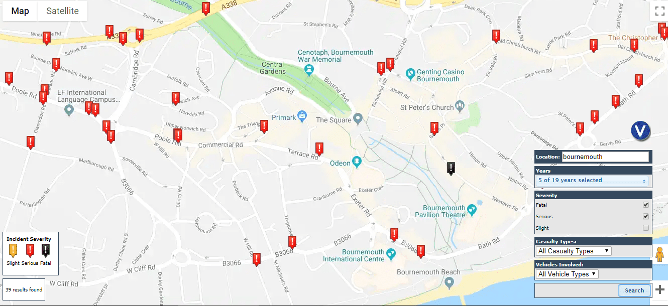 Bournemouth car accident map