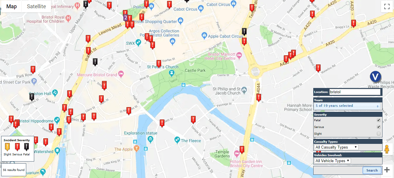 Bristol road accident hotspots