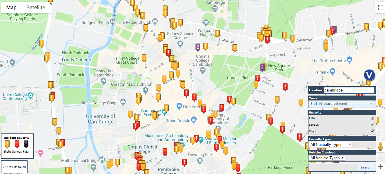 Cambridge road accident hotspots