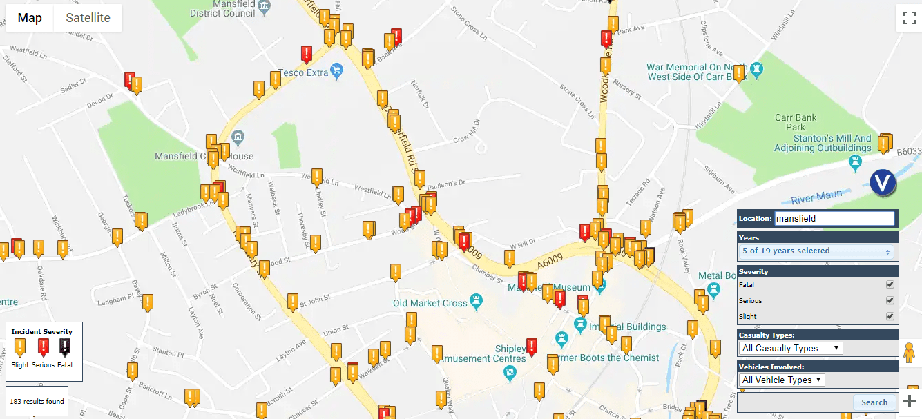 Mansfield road accident hotspots