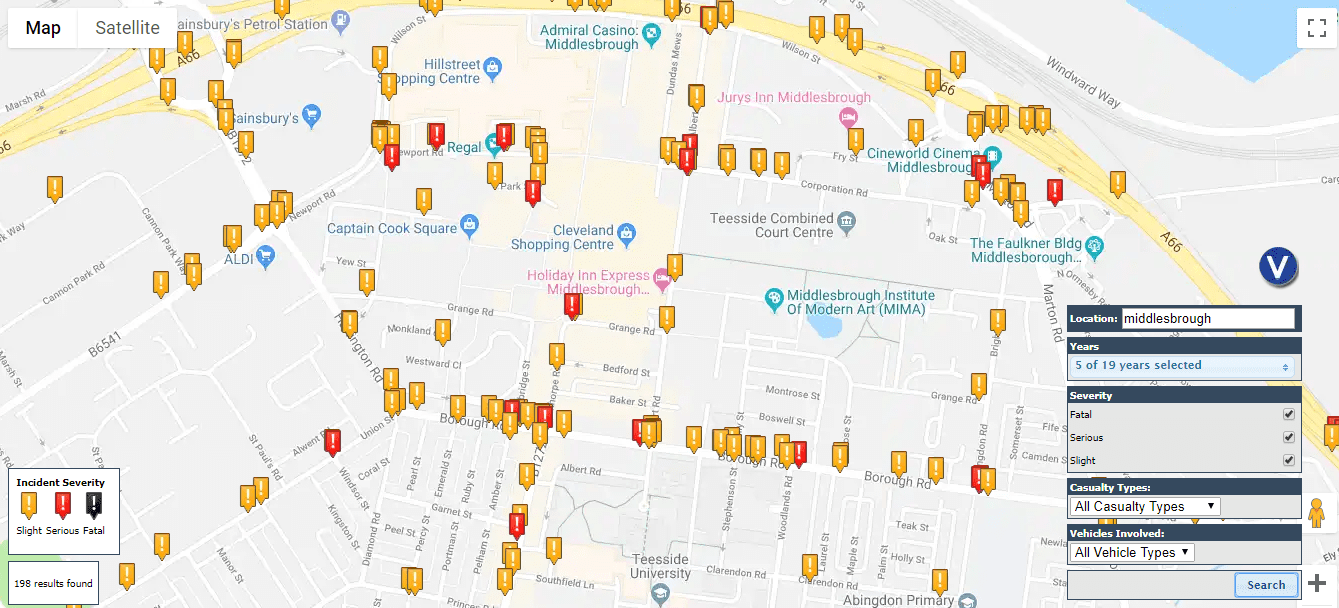 Middlesbrough road accident hotspots