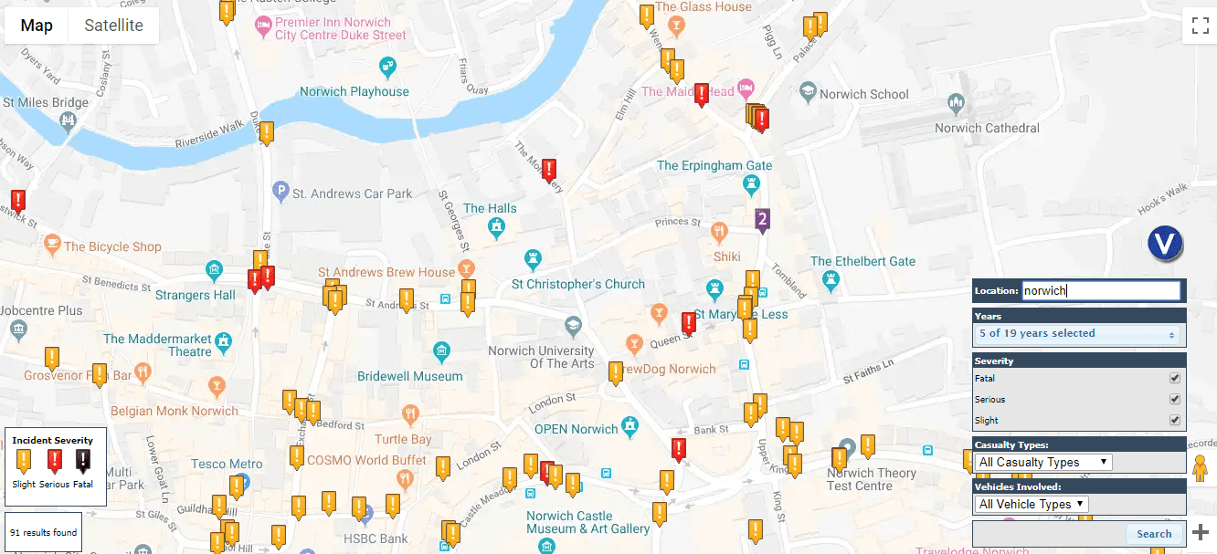 Norwich road accident hotspots