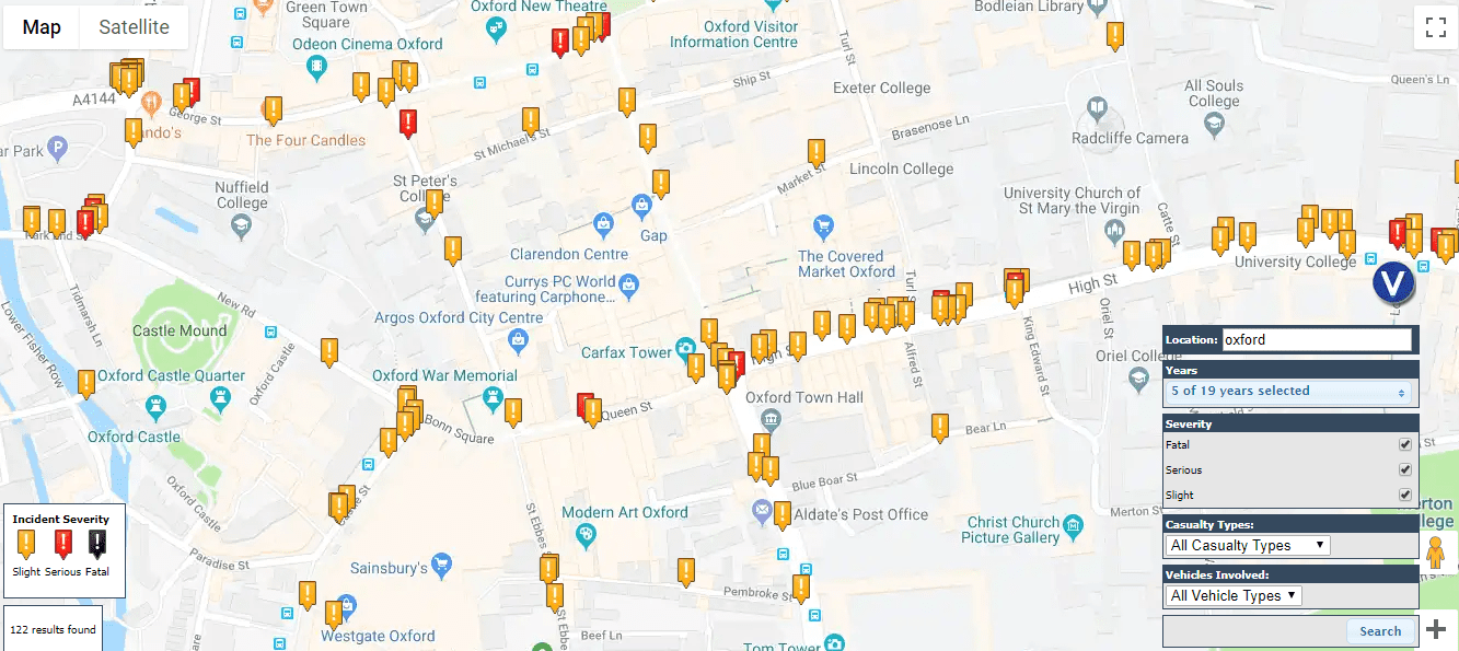 Oxford road accident hotspots
