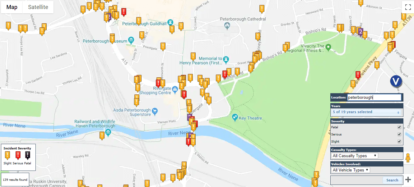 Peterborough road accident hotspots