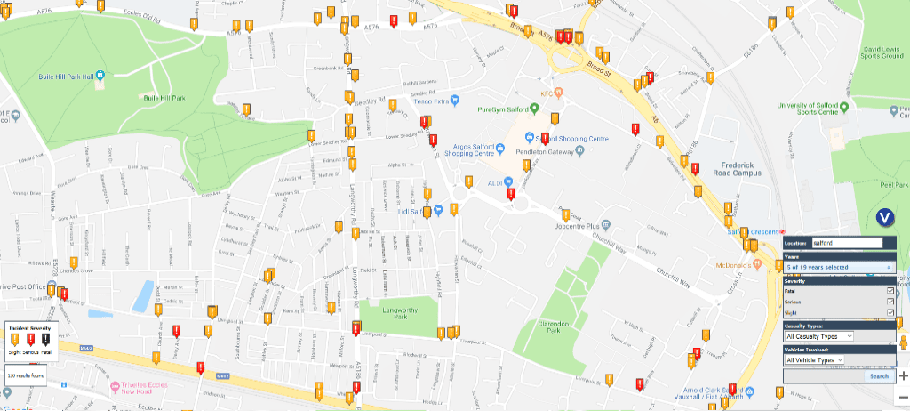 Salford road accident map