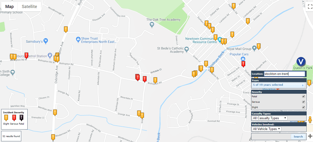 Stockton-on-Tees road accident hotspots