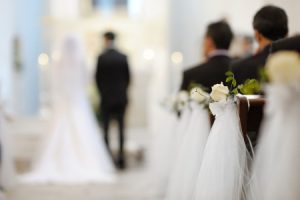 A wedding day showing a bride and groom