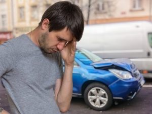 Man with a mild head injury following a car crash. 