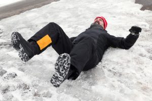 Man who has slipped and fell due to ice. 