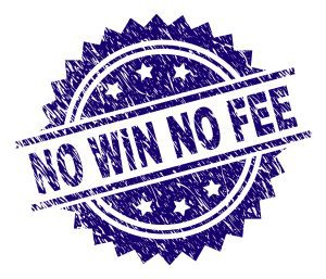 A purple sign that says No Win No Fee