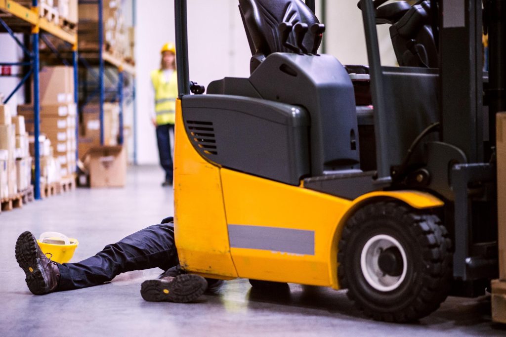 examples of warehouse accident claims. a forklift truck has run over a person