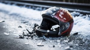 Motorbike helmet after a crash 