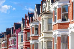 A row of social housing properties