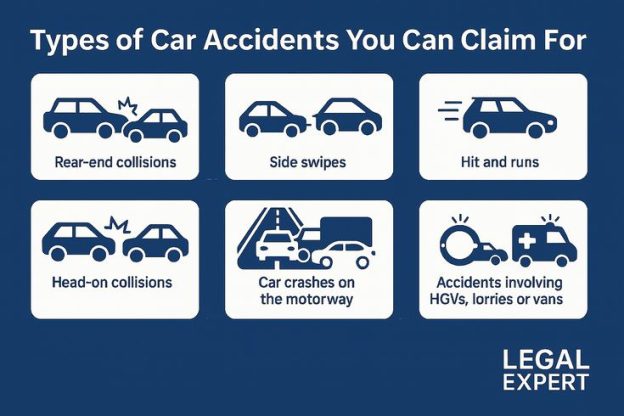 an infographic showing the different types of car accident claims you can seek compensation for