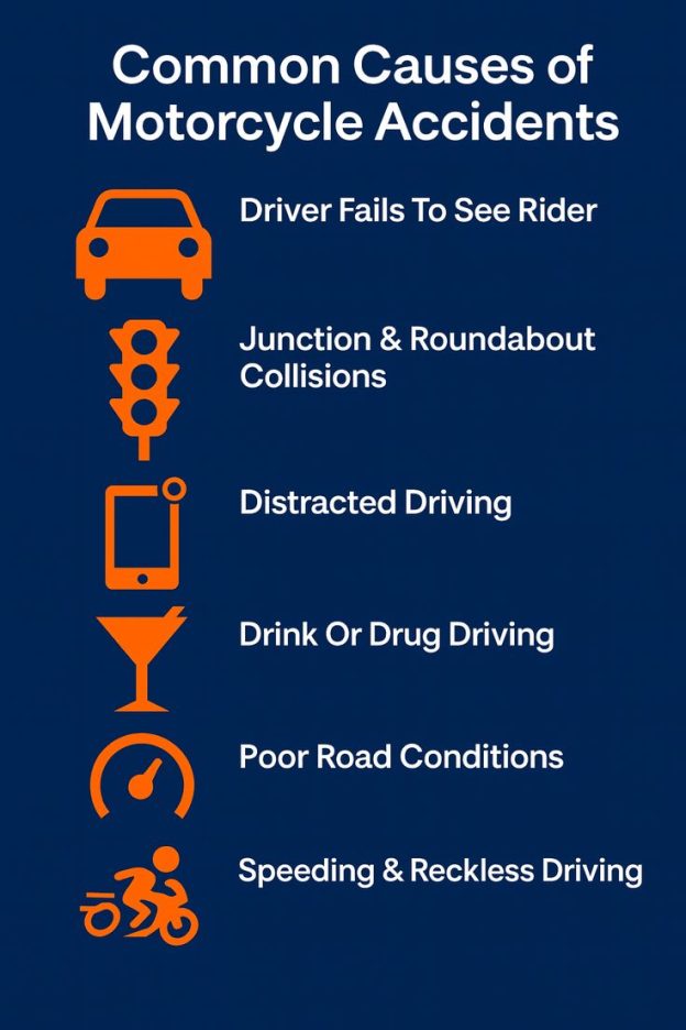 an infographic showing the different causes of motorbike accident compensation claims