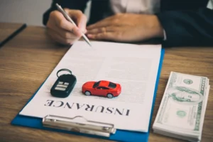 An insurance company checks a policy for car insurance 