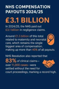 An infographic explaining NHS compensation payouts.