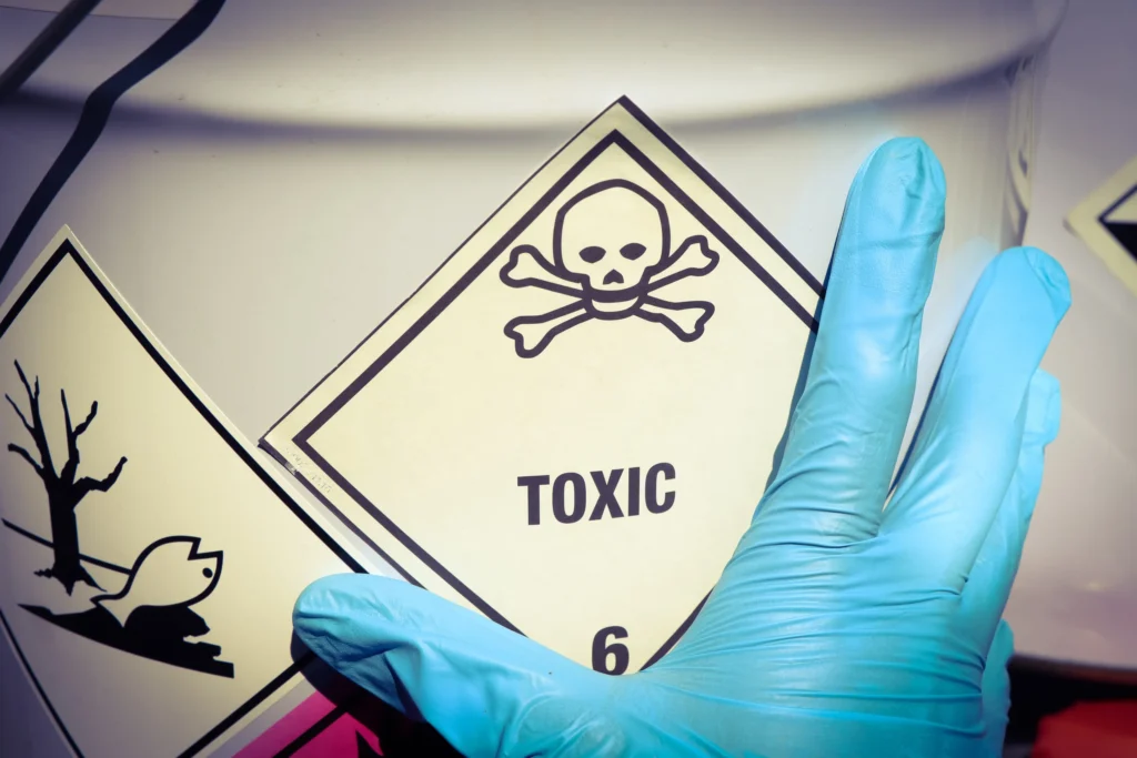 a sign showing a chemical poisoning warning
