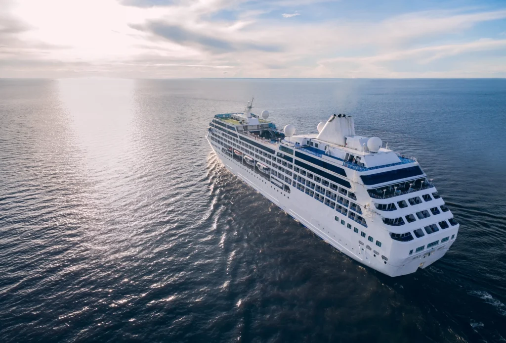 a cruise ship sailing in the water